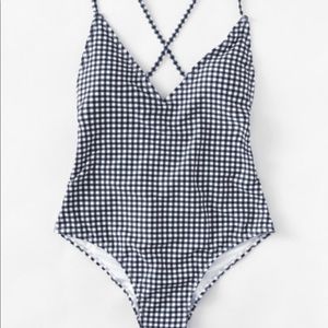 Cross back gingham swimsuit !!!  Brand new